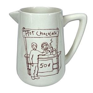 French Café Hot Chocolate Ceramic Pitcher Pot 20 Ounce Capacity Dishwasher Safe